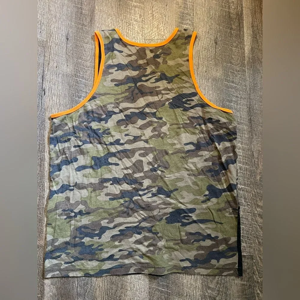 Levi’s Men’s XL Camo Tank Top Colorblock Pocket Black Orange Sleeveless